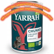 24er-SET Bio Bröckchen Huhn mit Rind 405g Katze Nassfutter Yarrah